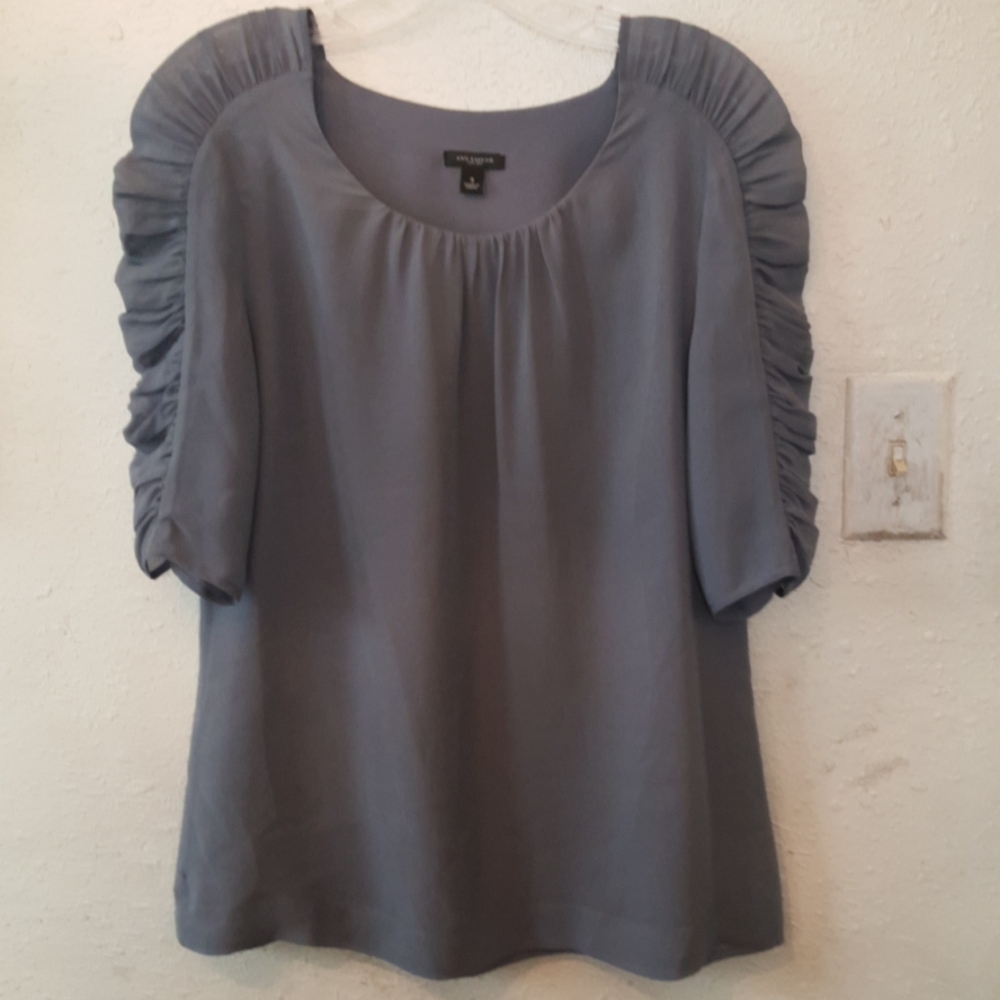 Ann Taylor silk grey blouse
